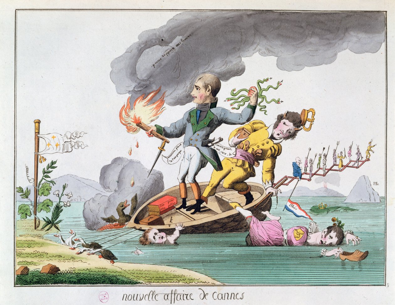 Napoleon Bonaparte Disembarking Near Cannes on His Return from Elba by French School