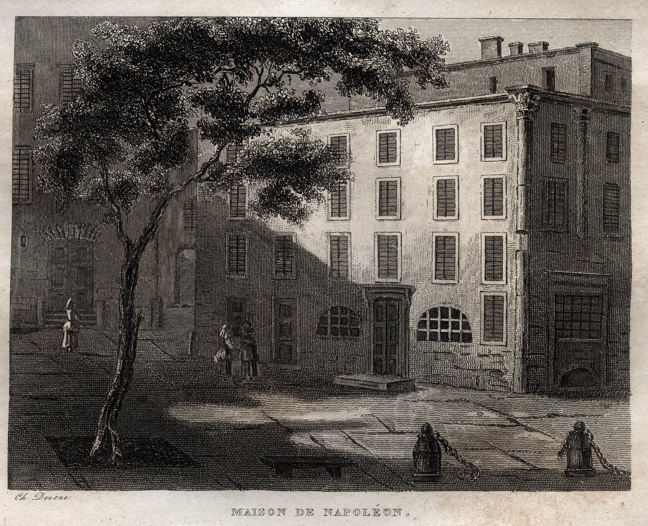 Native house of Napoleon Bonaparte in Ajaccio (Corsica) - Birthplace of Napoleon Bonaparte in Ajaccio, Corsica - Engraving from 