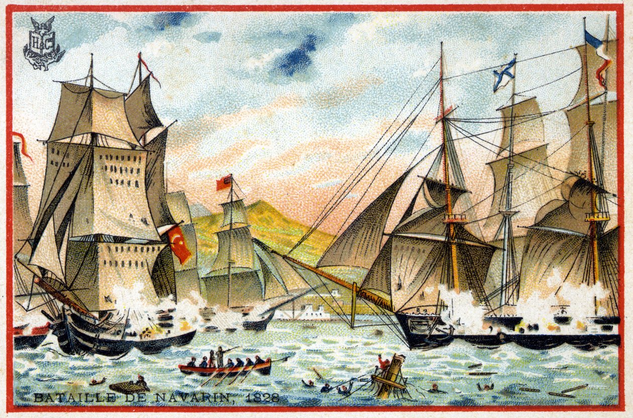 Battle of Navarino on October 28 by French School