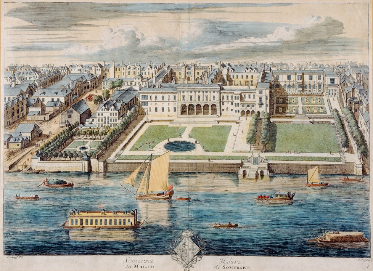 Old Somerset House on the Strand, Engraved by Jean Benoit Winckler by French School