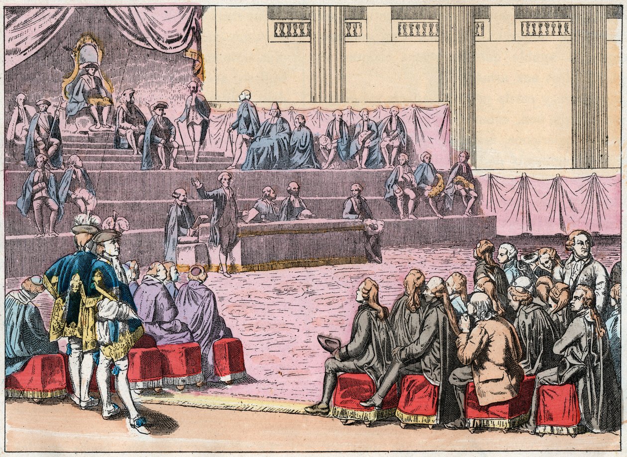 Opening of the Estates General in Versailles on 5 May 1789 bringing together the Three Orders (the Clergy, the Nobility and the Third Estate) - Engraving of the end of the 19th century in “Nos Gires Nationales” by French School