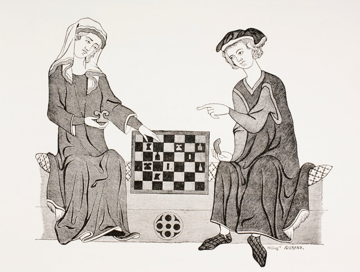 Othon IV, Marquis of Brandenburg, playing chess with his wife Hedwige de Habsbourg by French School