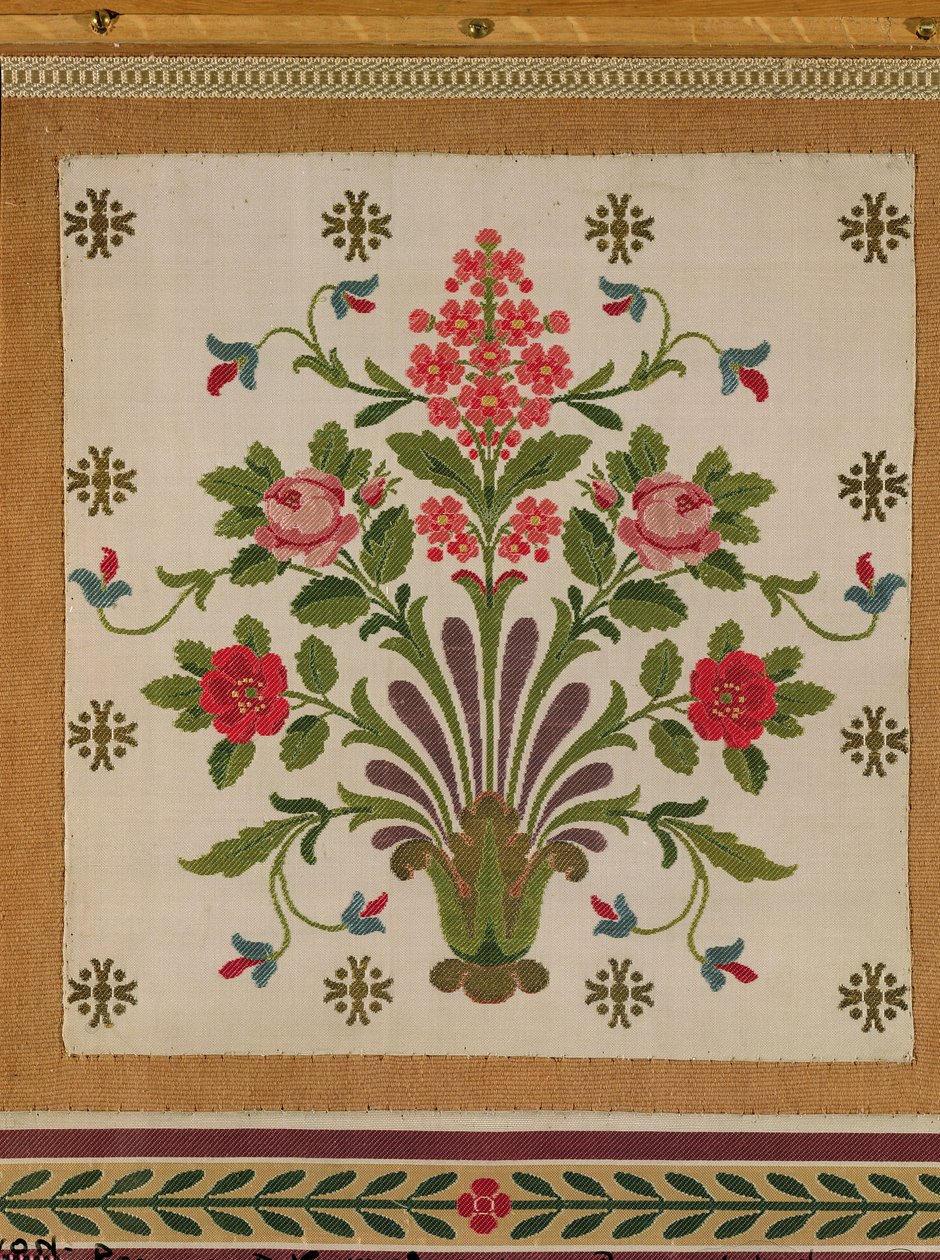 Panel of silk with a bouquet of flowers from Pernon, Lyons by French School