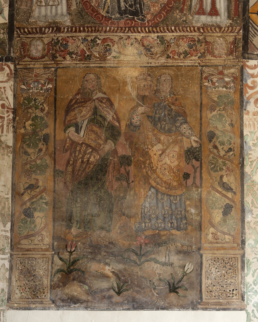 Parish Church of Our Lady of Solers. Interior. The Naves. Mural Paintings. (Detail) 16th Century (?) by French School