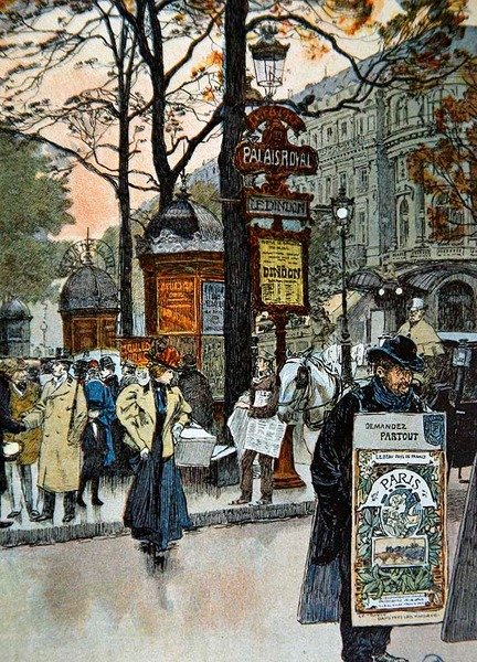 Parisian Street Scene Near the Metro Station of Palais-Royal by French School