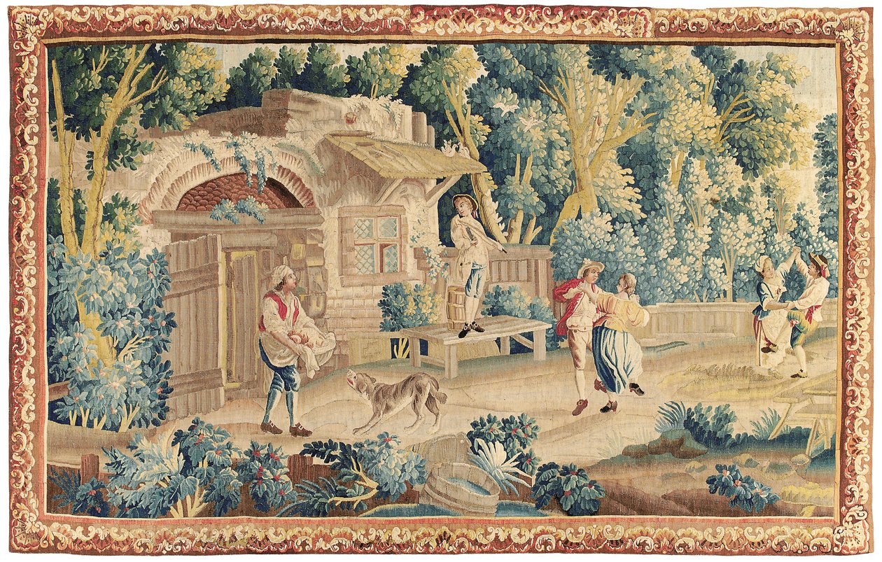 Pastoral tapestry, Aubusson, mid 18th century by French School