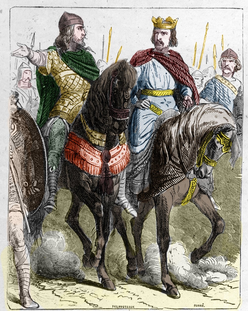 Pepin II of Herstal, known as Pepin the Younger with Clovis III, king of the Franks from 691 to 695 by French School