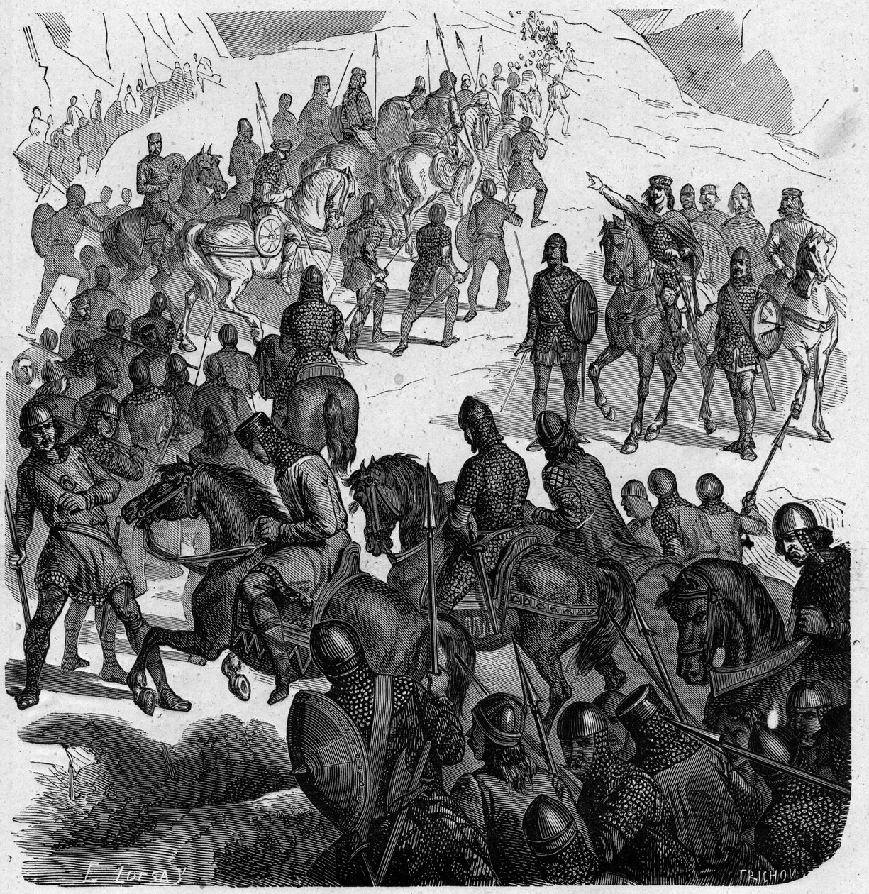Pepin the Brief Crossing the Alps to Rescue the Pope Against the Lombards by French School