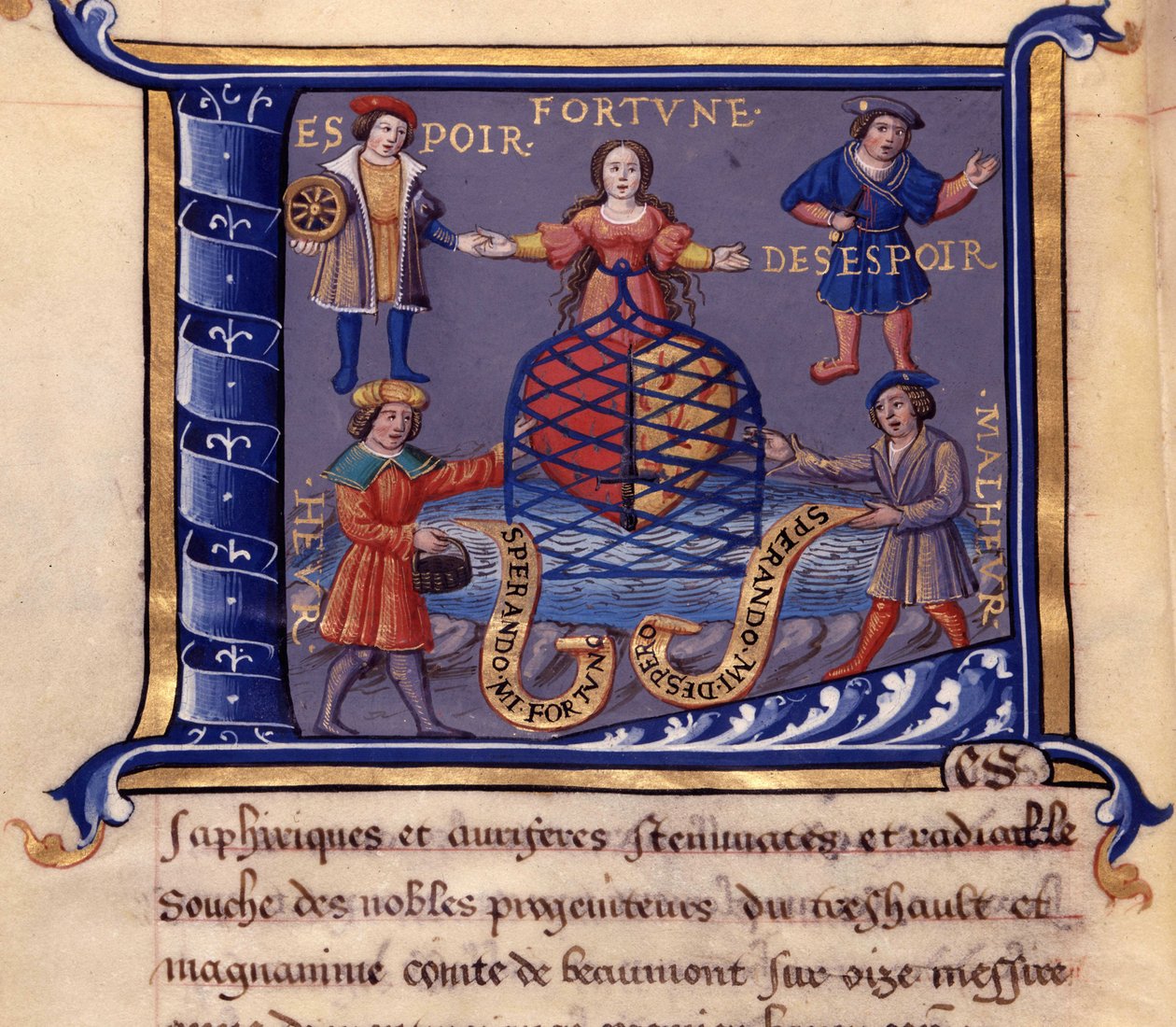 Personifications Fortune, Hope, Desperation, Woe and Woe - in Discours de l