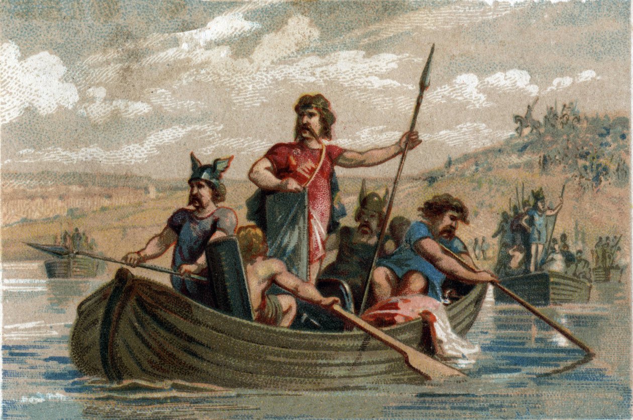 Pharamond crossed the Rhine with Frankish warriors and became the first Duke of the Salian Franks from 420 to 428. by French School