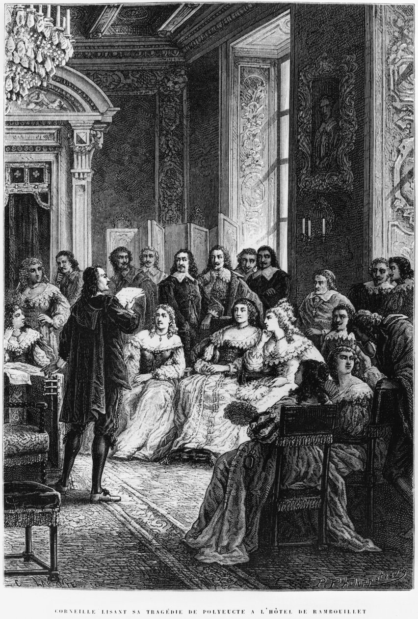 Pierre Corneille (1606-84) reading Polyeucte at the Hotel de Rambouillet, c.1880 by French School