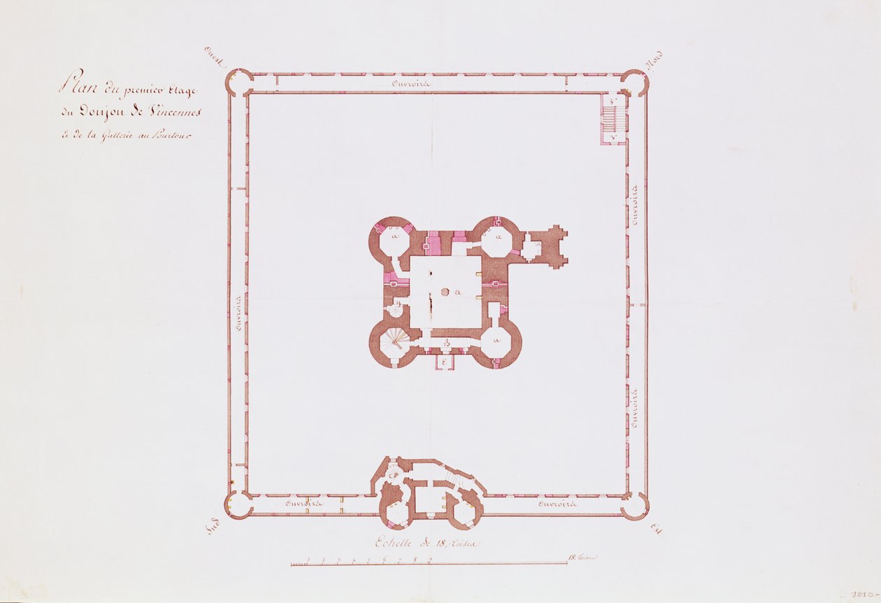 Plan for the first floor of the Donjon at Vincennes, 1810 by French School