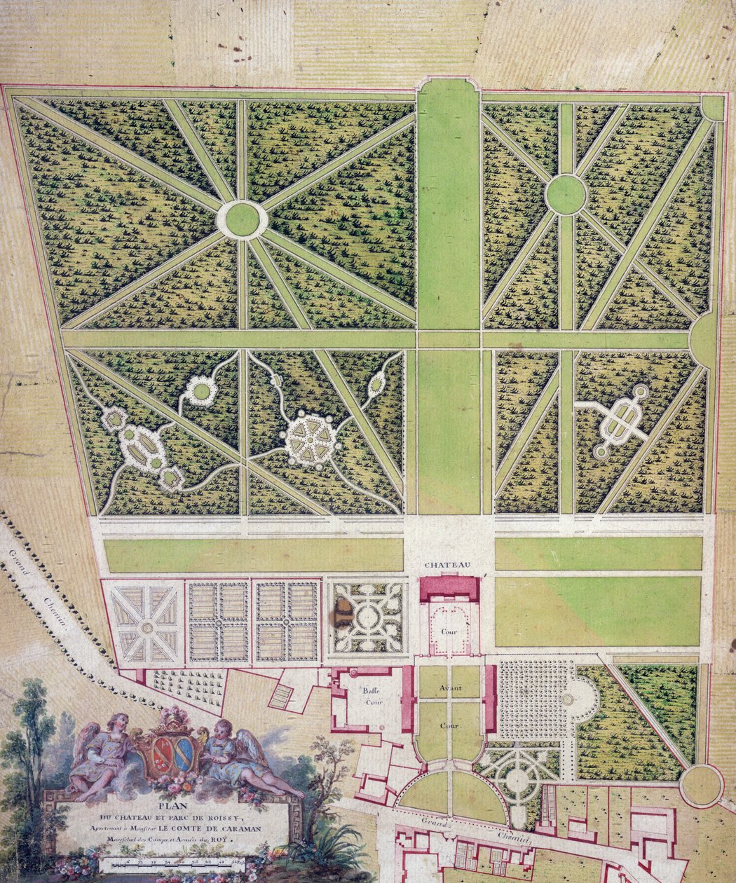 Plan of the chateau and park at Roissy, belonging to the Comte de Caraman by French School