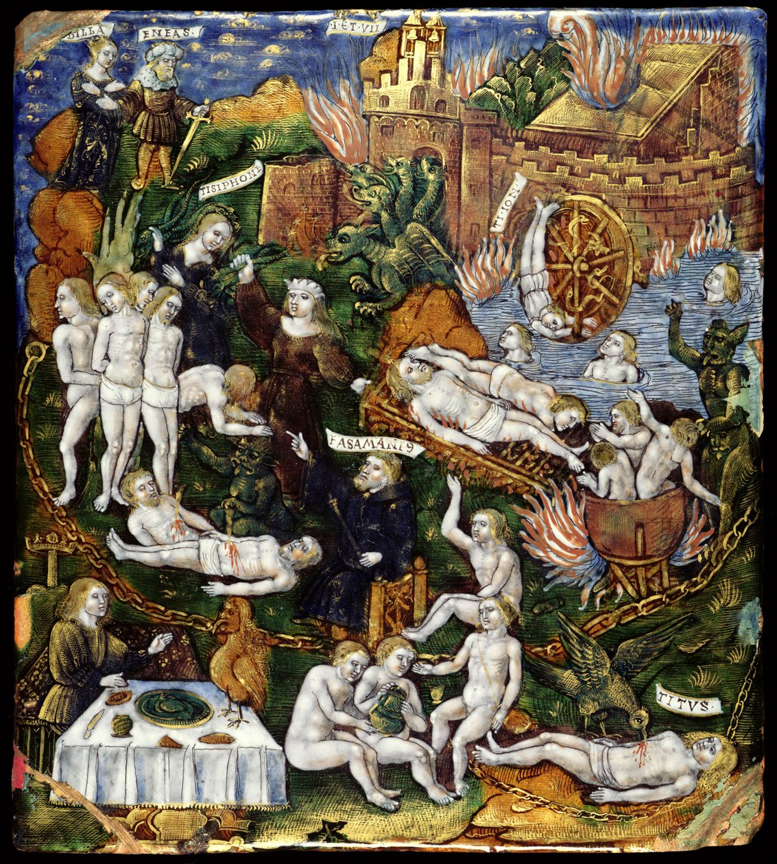 Plaque: Aeneas and Sybil in the Underworld by French School