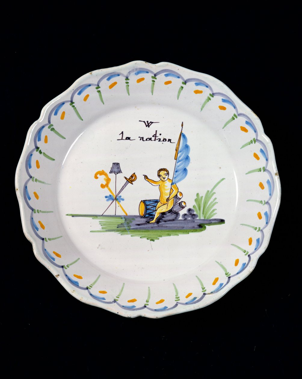 Plate Decorated with a Genie Sitting on a Drum, and the Three Orders of The Nation by French School