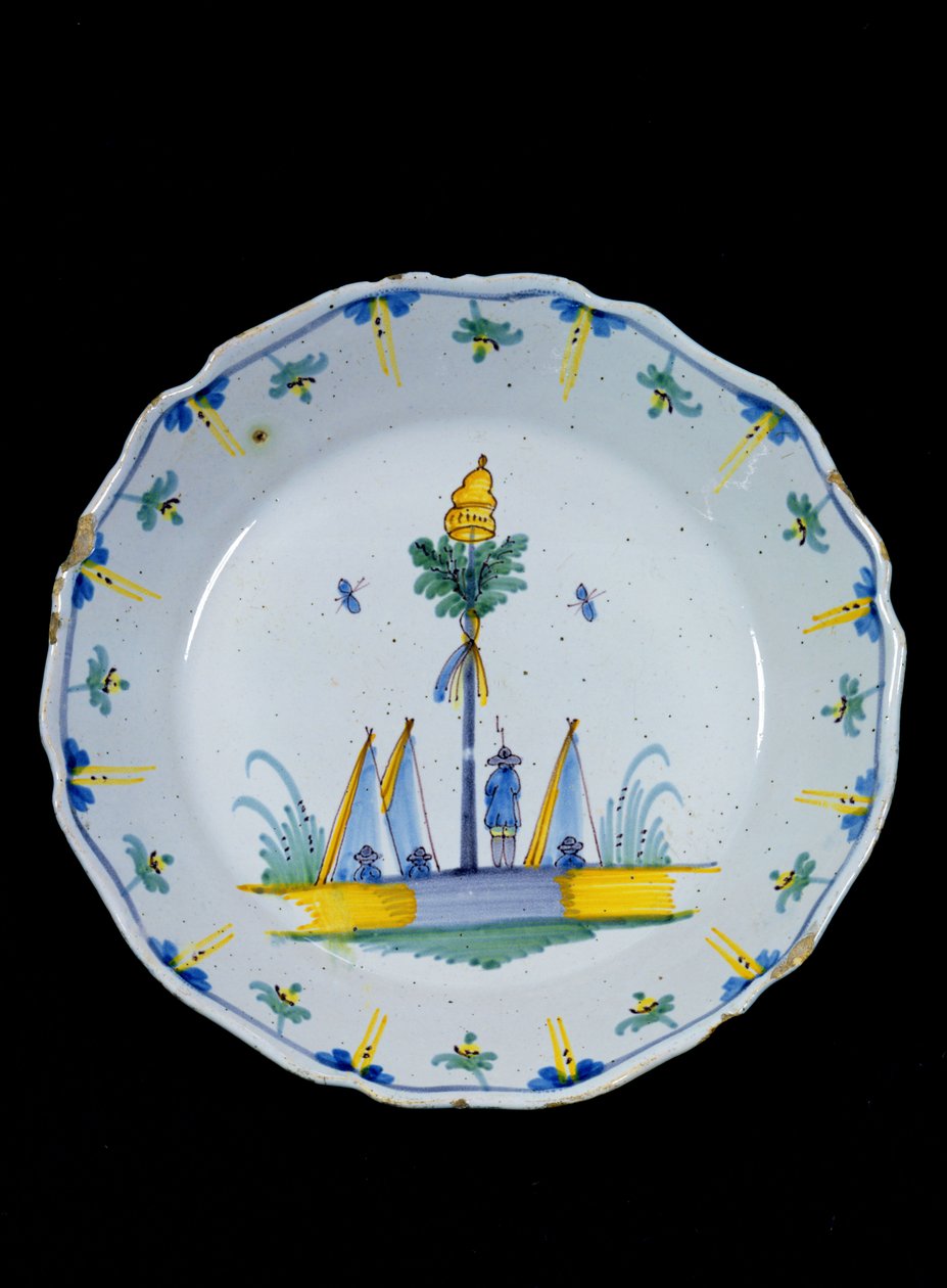 Plate Decorated with the Liberty Tree Planted at the Foot of Three Tents by French School