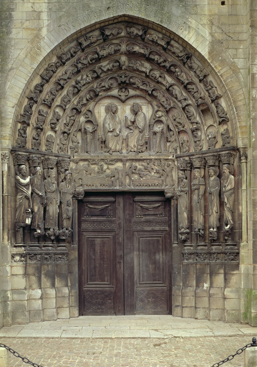Portal and Surrounding Sculptures with Biblical Figures and Scenes Including the Entombment by French School