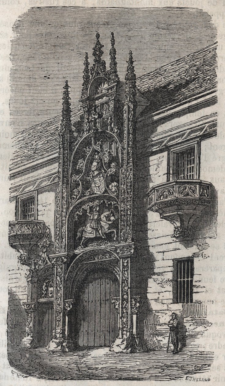 Porte du Palais Ducal de Nancy (Palais des Ducs de Lorraine) (1502-1512) - Engraving in 