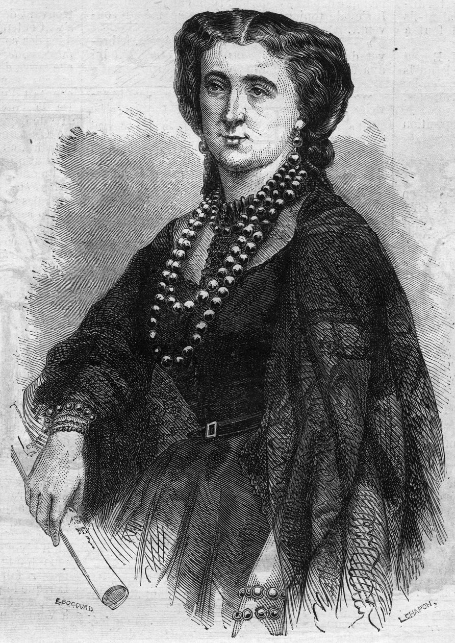 Portrait of Anna de La Grange (Lagrange) (1824-1909), French singer. Engraving in "Le Monde Illustré" n°341 of October 24, 1863 by French School