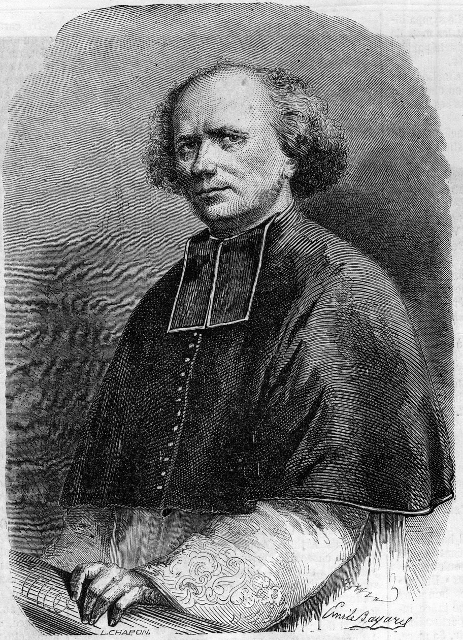 Portrait of Abbe Gaspard Deguerry (1797-1871), parish of the Madeleine in Paris. Engraving in 