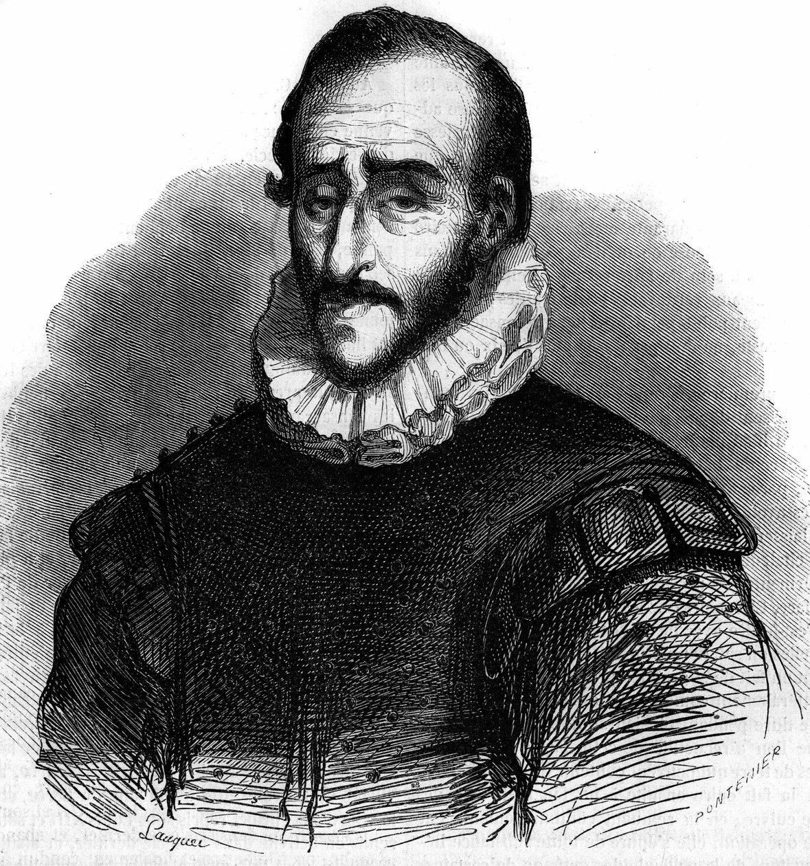 Portrait of Adam de Craponne, French engineer. Engraving in Le Magasin picturesque by French School