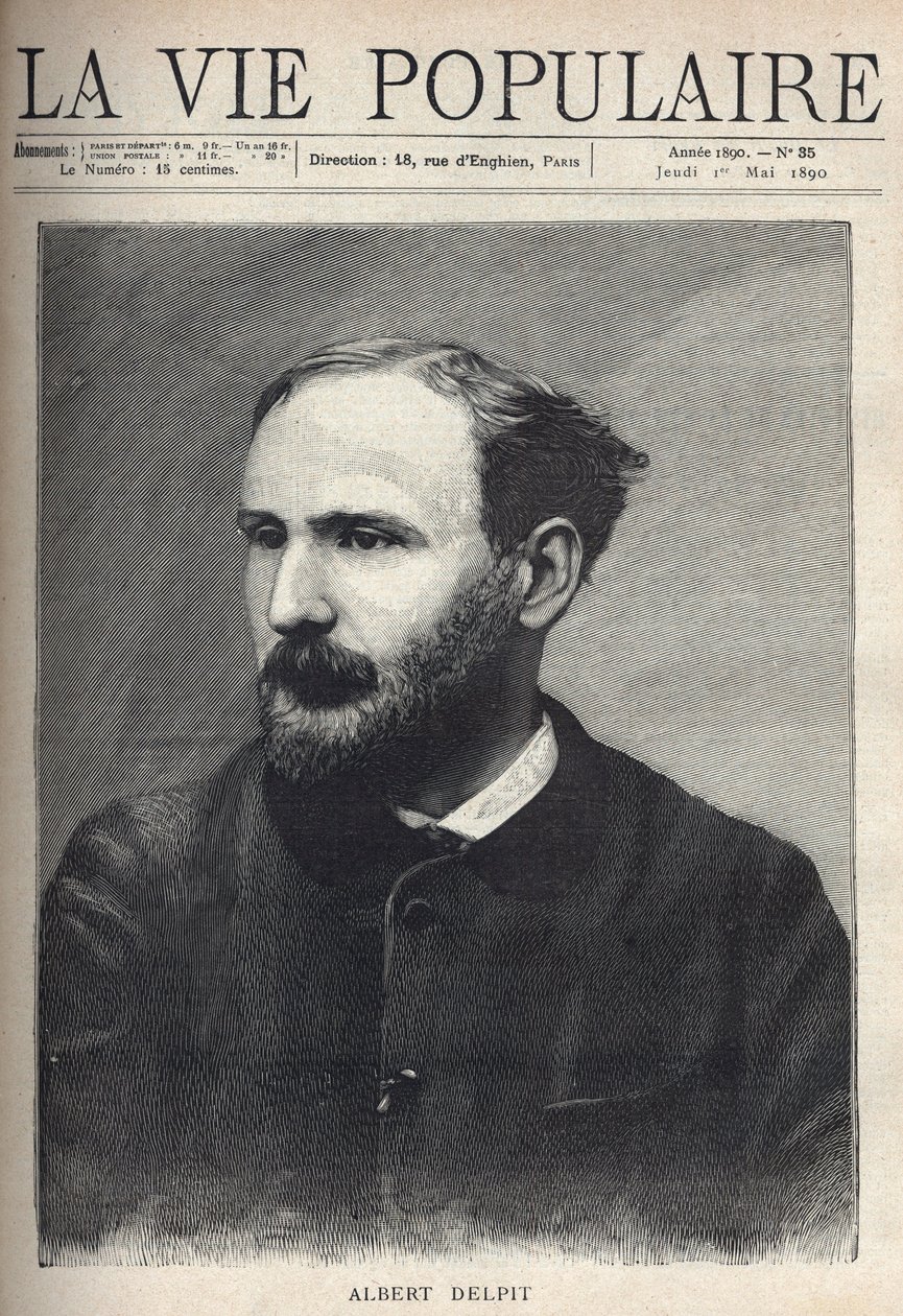 Portrait of Albert Delpit (1849-1893), Novelist and Playwright (Engraving in 