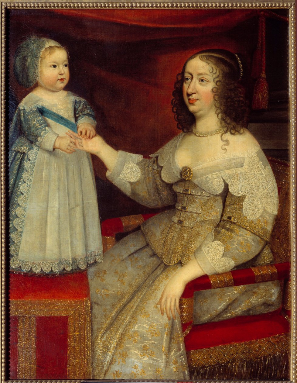 Portrait of Anne of Austria, Queen of France (1601-1666) and the Dauphin Louis XIV as a child by French School