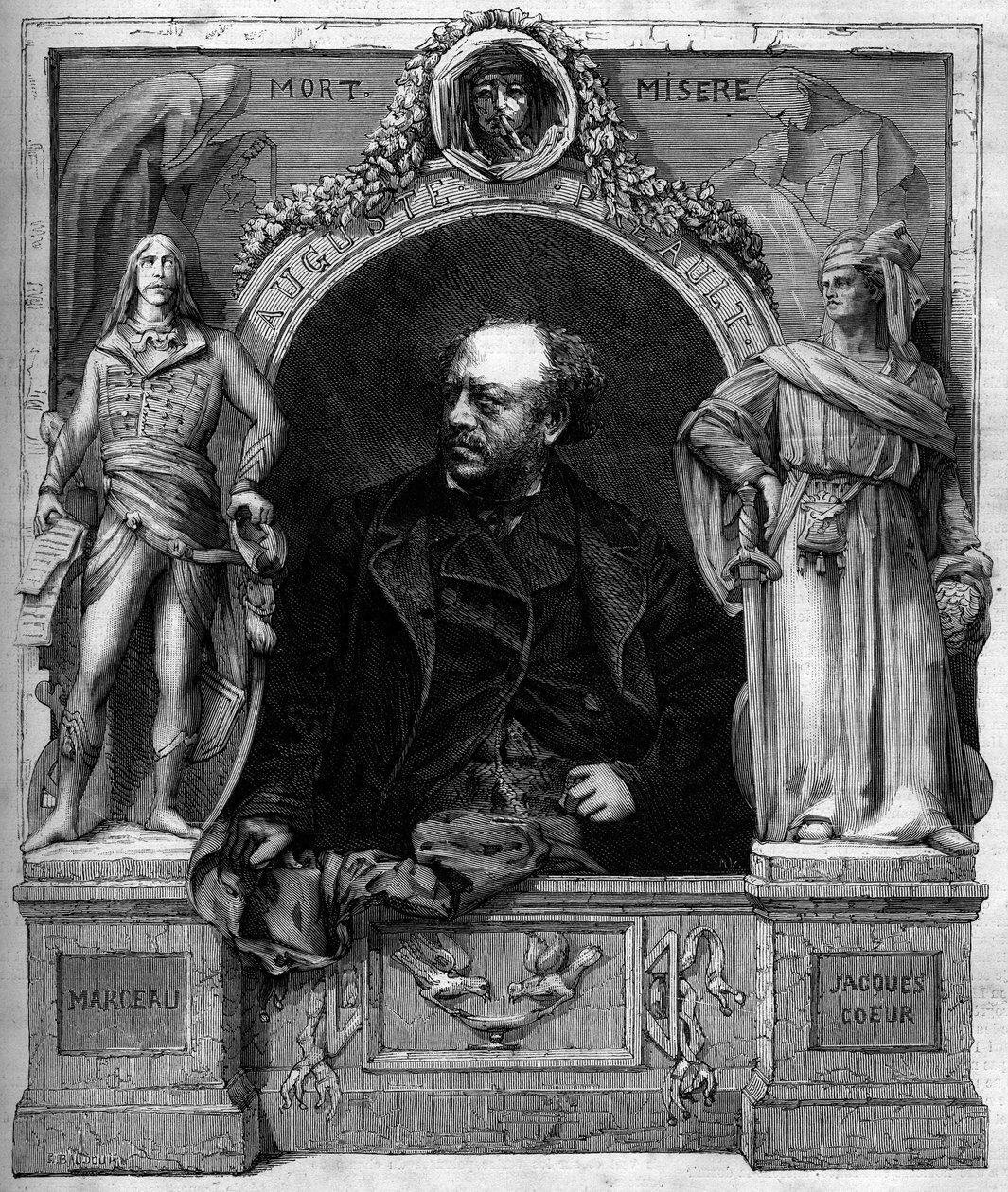 Portrait of Antoine Augustin Preault, French sculptor. Engraving in Le Monde Illustré n°1139 of January 25 by French School