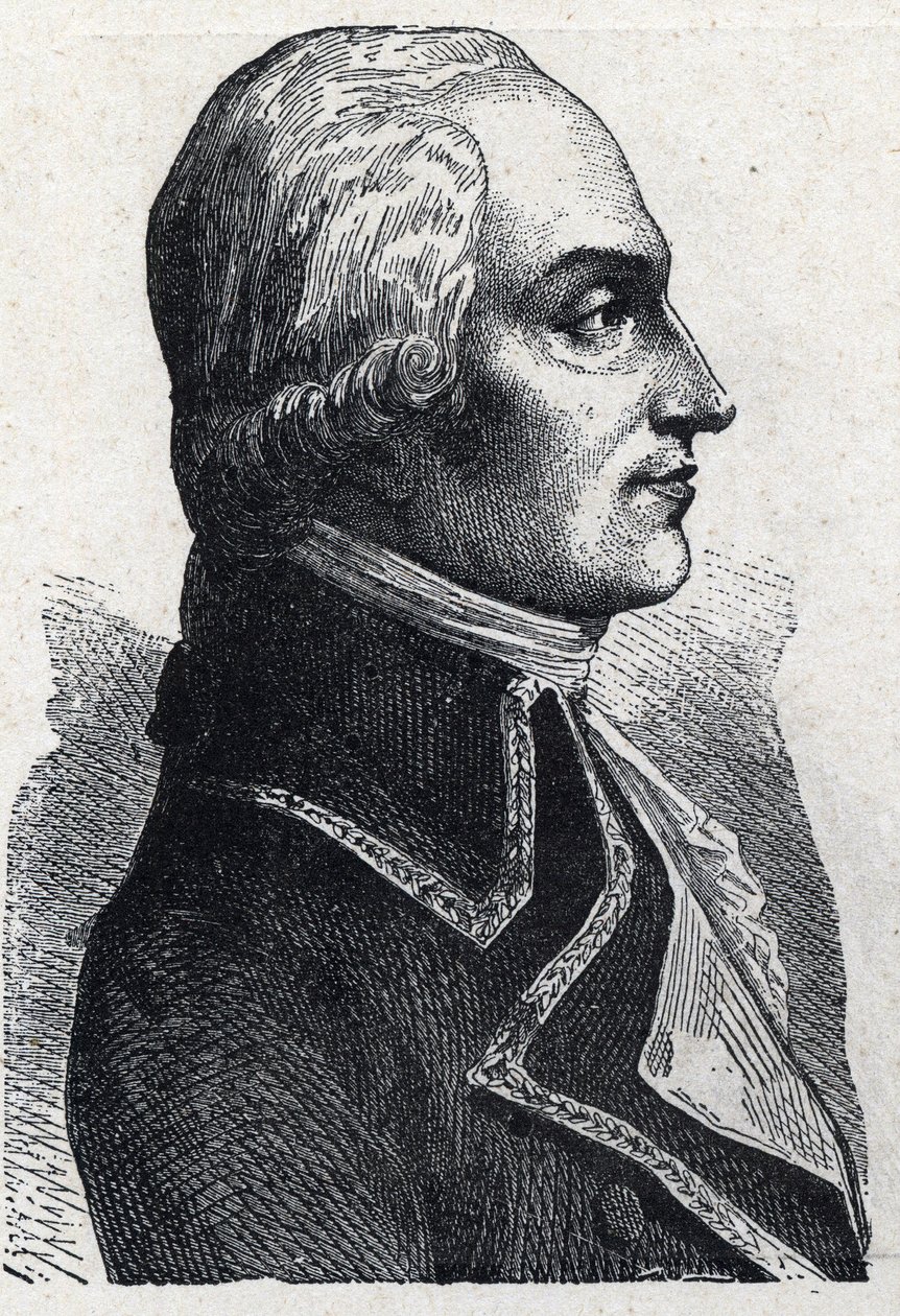 Portrait of Armand Louis de Gontaut Biron military francais (1747-1793) Engraving of 1889. Private collection. by French School