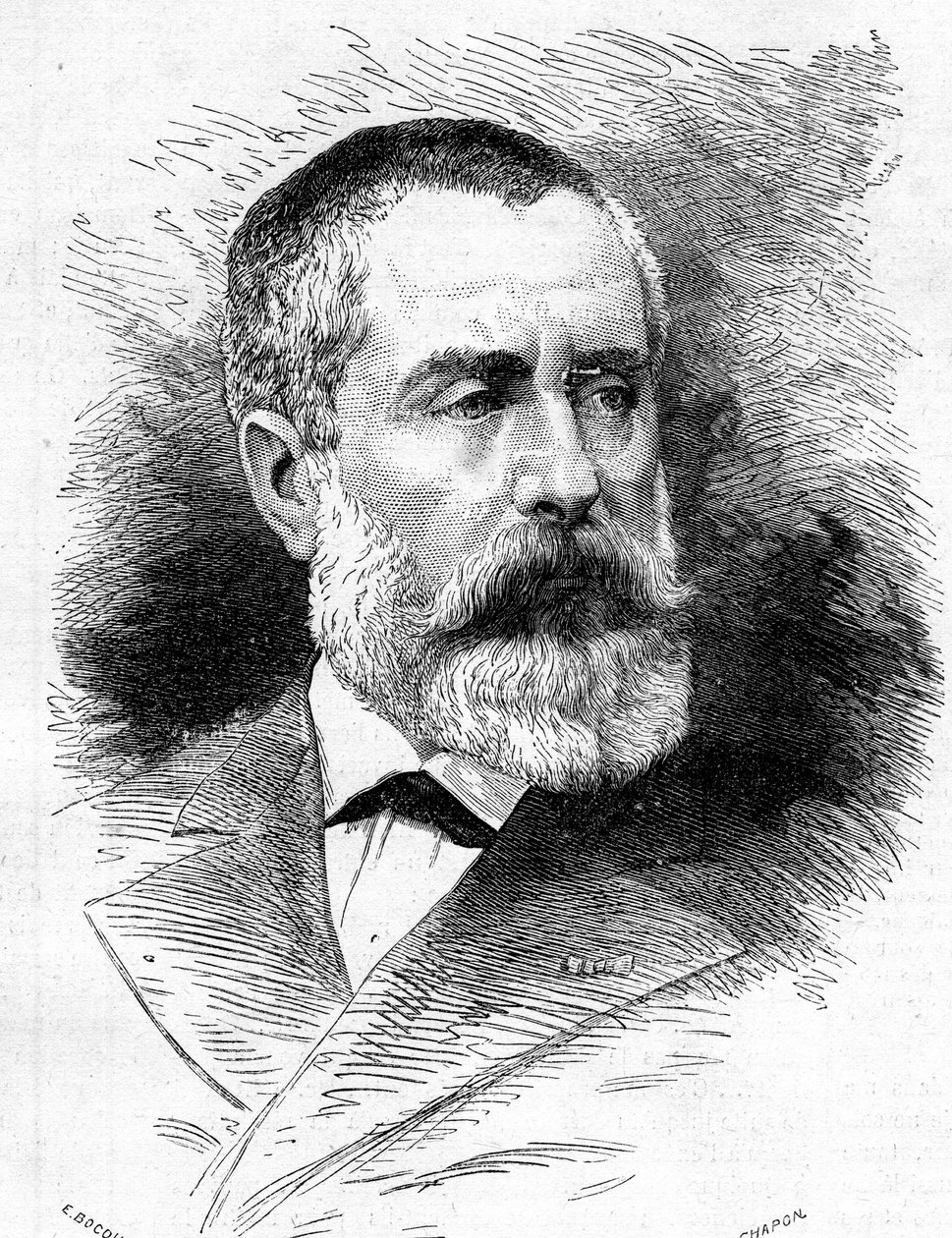 Portrait of Auguste Emmanuel Vaucorbeil (1821-1884), French composer and director of the Paris Opera. Engraving in 