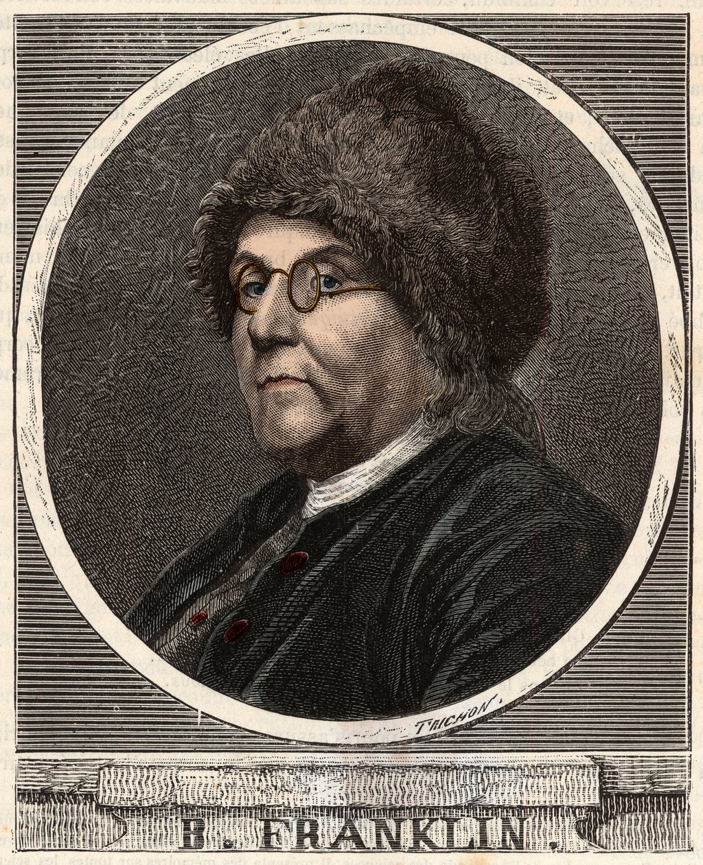 Portrait of Benjamin Franklin (1706-1790) American printer, publisher ...