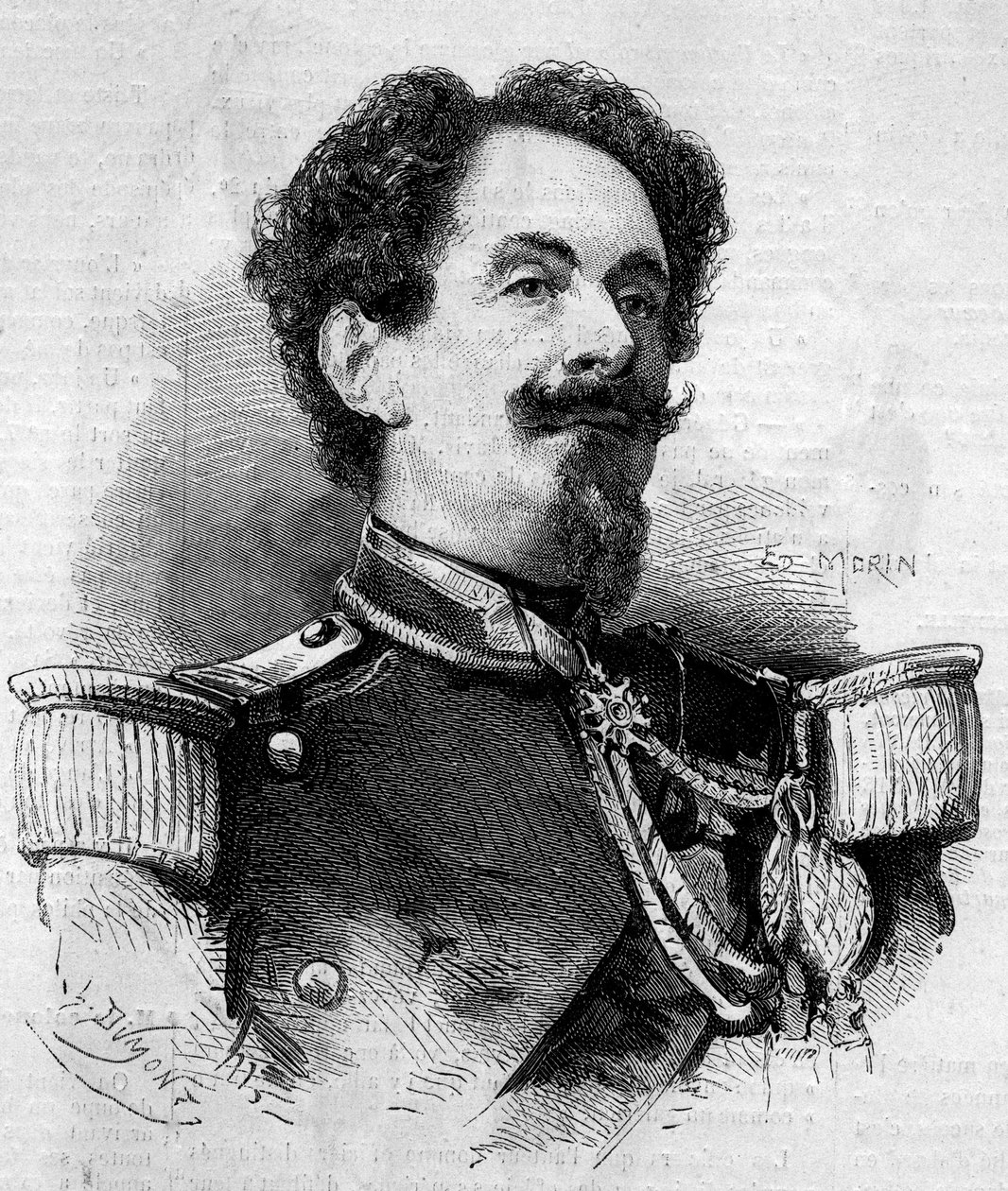 Portrait of Charles Victor Frebault (General Frebault) (1813-1888), Governor of Guadeloupe - Engraving in 