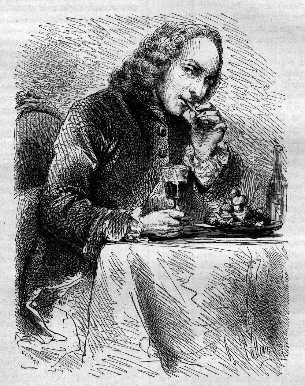Portrait of Claude Henri de Fusee de Voisenon (1708-1775), represented by the pastry maker of Cauterets. Engraving from 1858 by French School