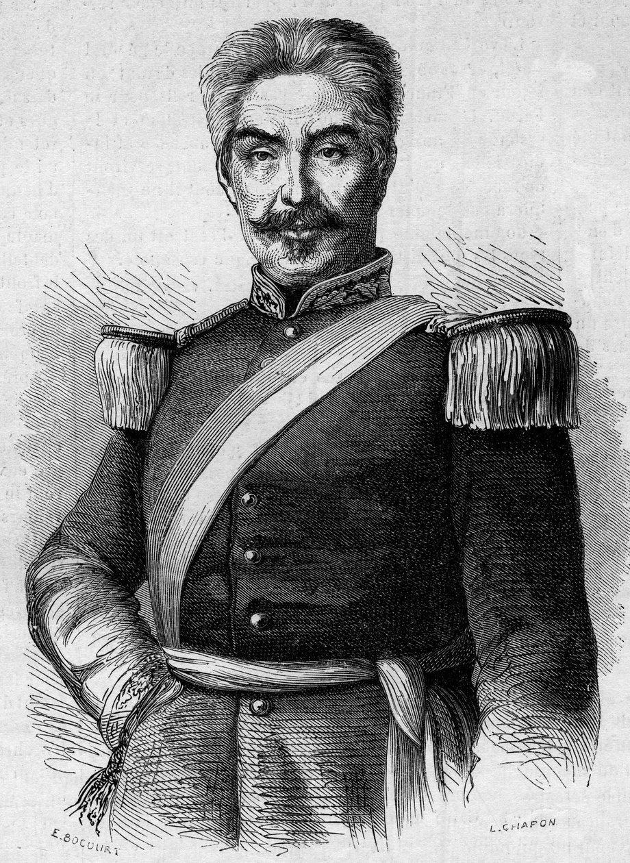 Portrait of Don Miguel San Roman (1803-1863), President of Peru - Engraving in 