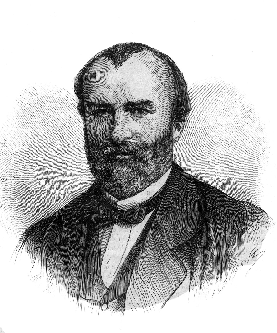 Portrait of Francois-Saturnin-Leonide Babaud-Laribiere (1819-1873), French Politician and Freemason - Engraving of 1870 by French School