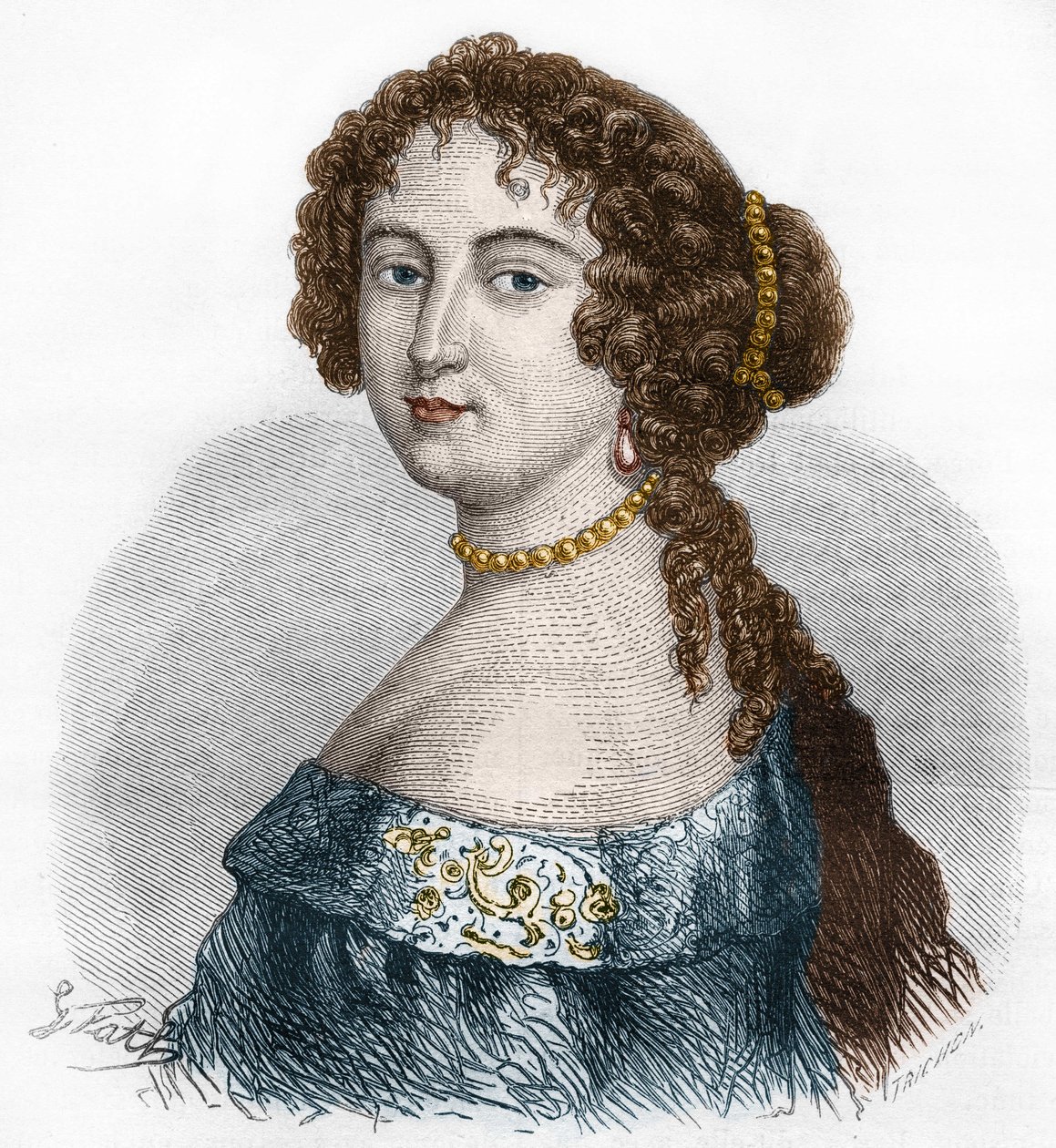 Portrait of Françoise Athénaïs by Rochechouart Mortemart, Marquise de Montespan (or Madame de Montespan) (1640-1707). Engraving from 1879 by French School