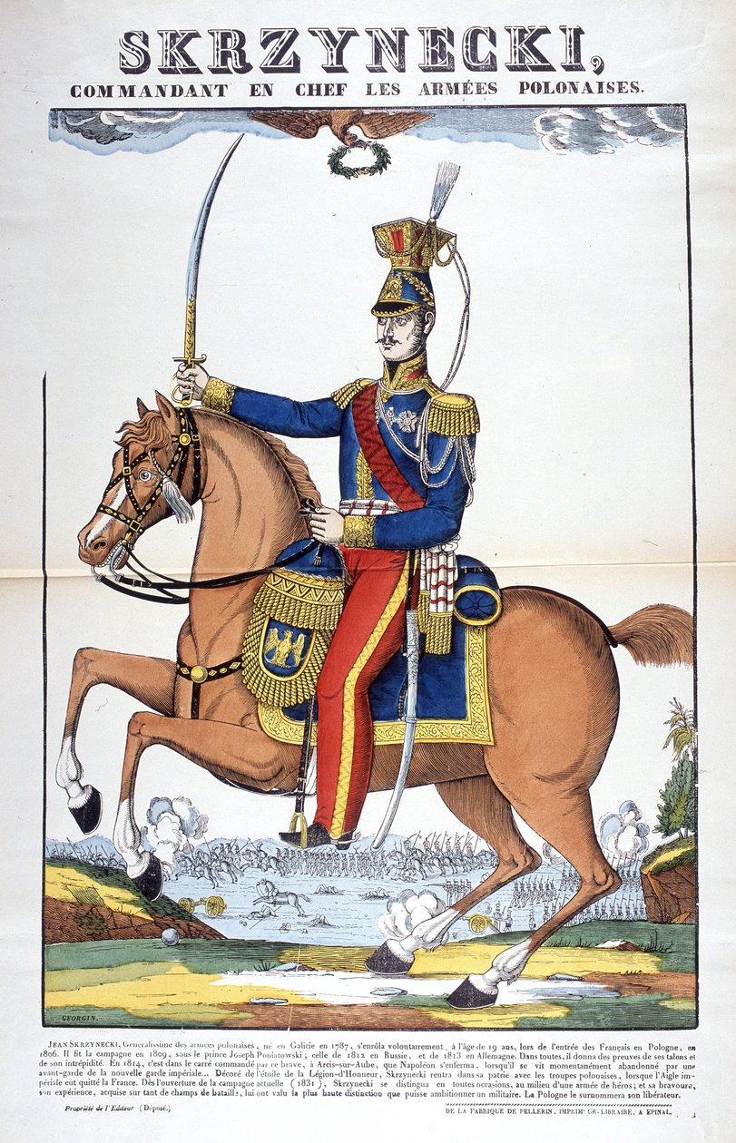 Portrait of General Jean Skrznecki, commander-in-chief of the Polish army, enlisted in the Napoleonic troops. Picture of Epinal by French School