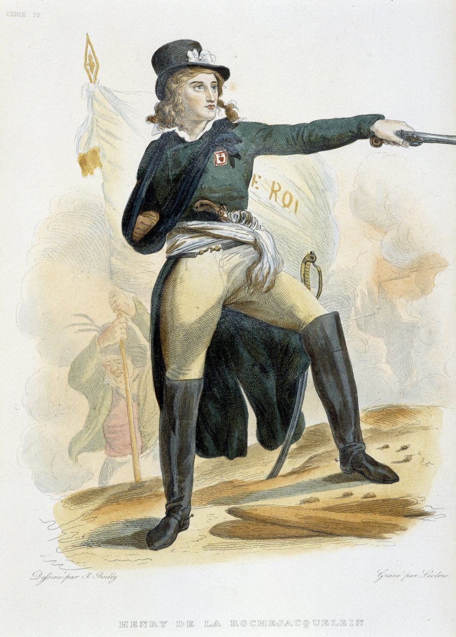 Portrait of Henri du Vergier, Count of La Rochejaquelein (1772-1794) with the flag 