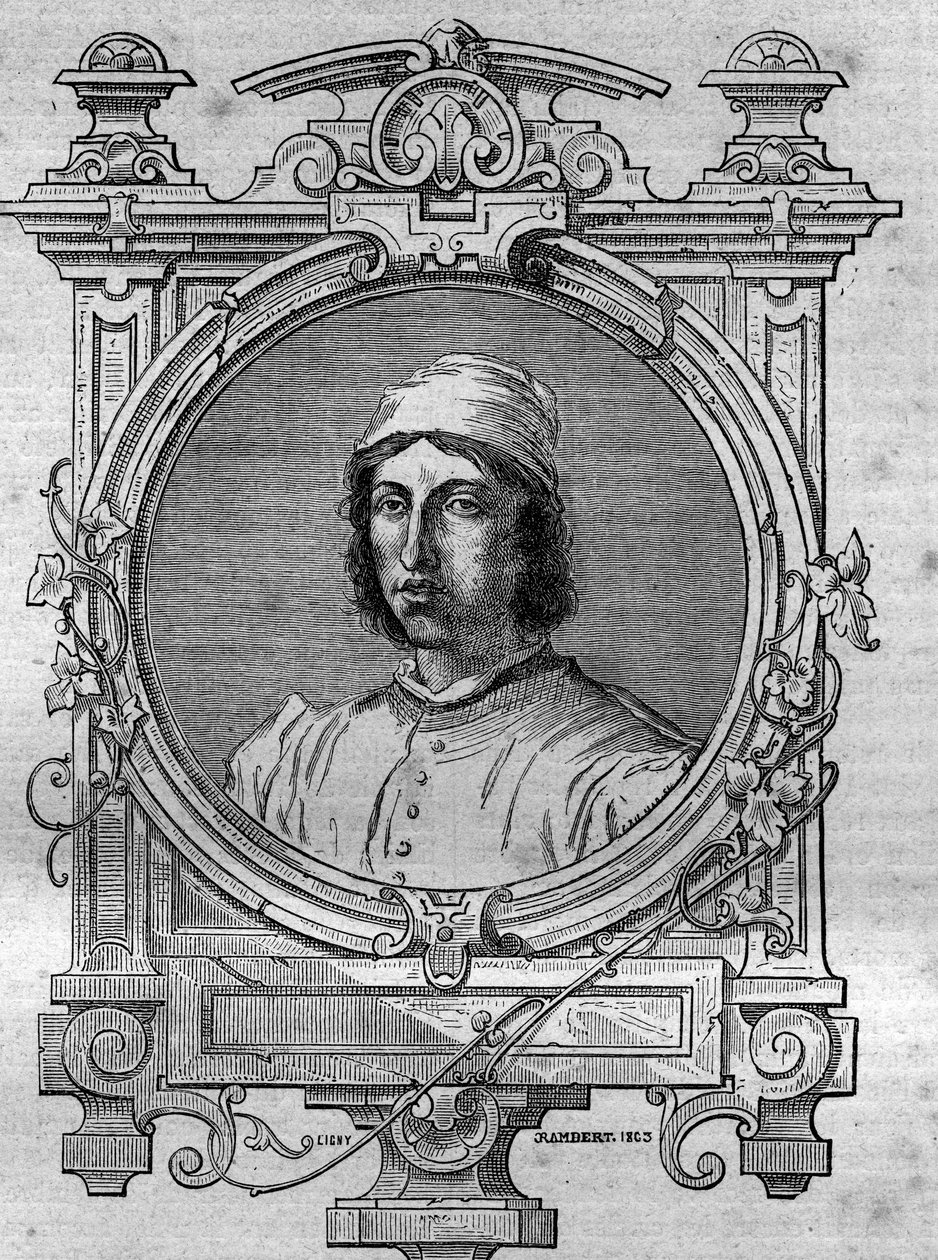 Portrait of Herimar, abbe of Saint Denis de Reims (died 1070). Engraving in Histoire des papes-kings-queens-et-empereurs a travers les centuries by Maurice Lachatre by French School