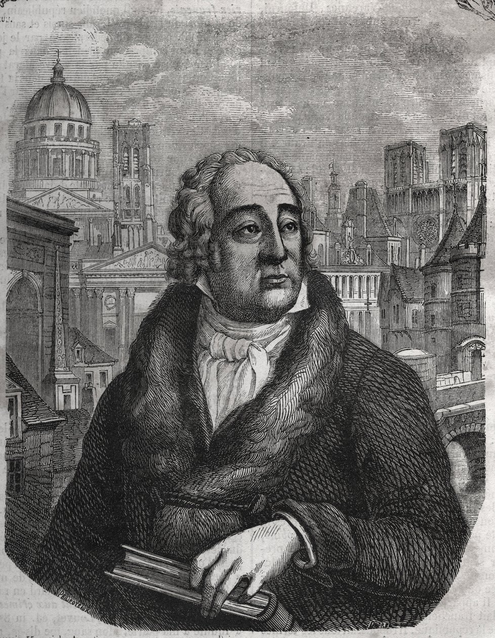 Portrait of Jacques-Antoine Dulaure (Jacques Antoine) (1755-1835) French archeologist and historian - Engraving in The physical, civil and moral history of Paris: from the first historical times to the present day by Jacques Antoine Dulaure. 1853 by French School