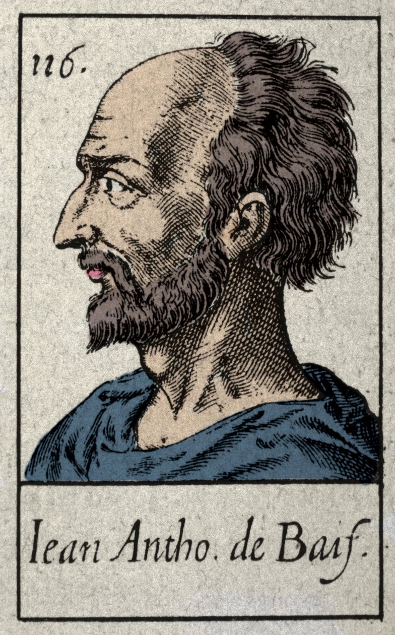 Portrait of Jean Antoine de Baif (1532-1589), French Poet Member of the Pleiade Movement. Engraving of the 19th Century by French School