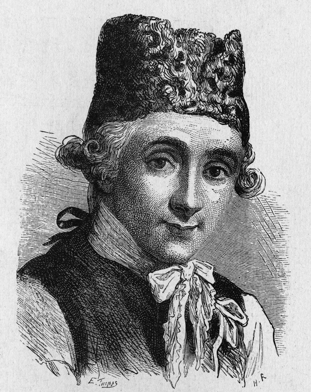Portrait of Jefferies, scientist, who accompanied Blanchard on the first balloon crossing of the Channel, from 