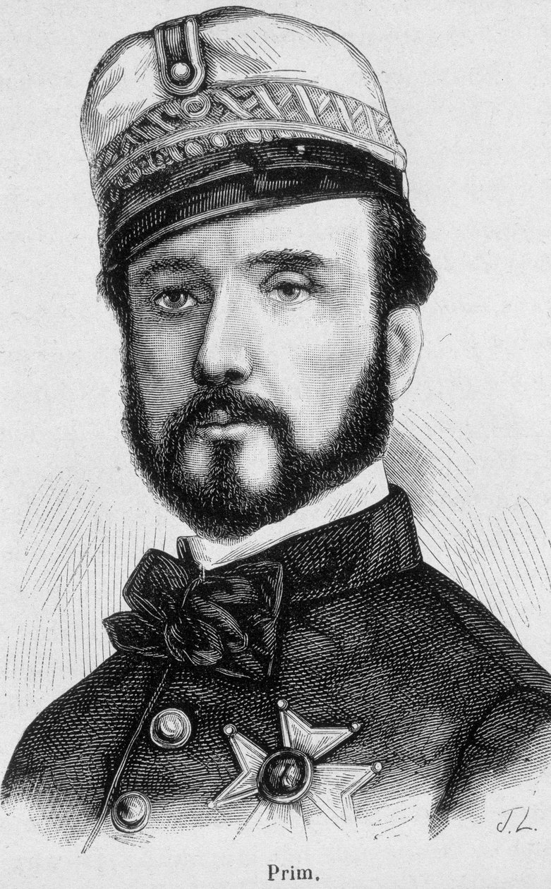 Portrait of Juan Prim y Prats, Spanish general and politician (1814 - 1870) - in 