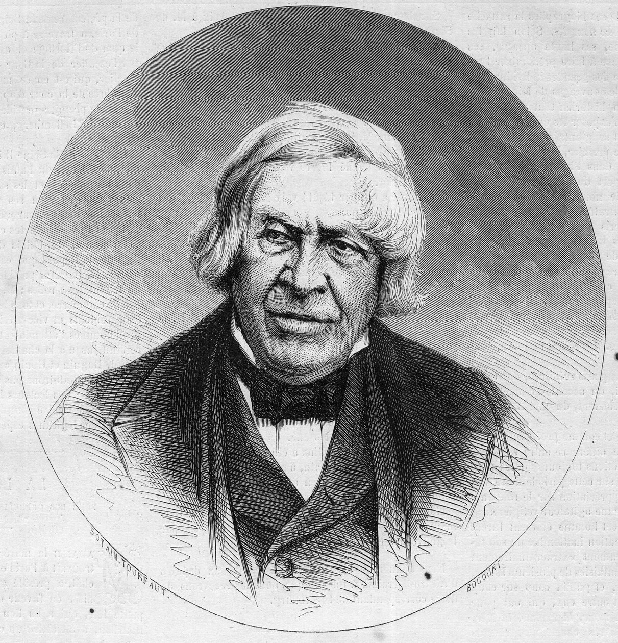 Portrait of Jules Michelet, French historian and writer. Engraving in Le Monde Illustré n°879 of 14 February 1874. by French School