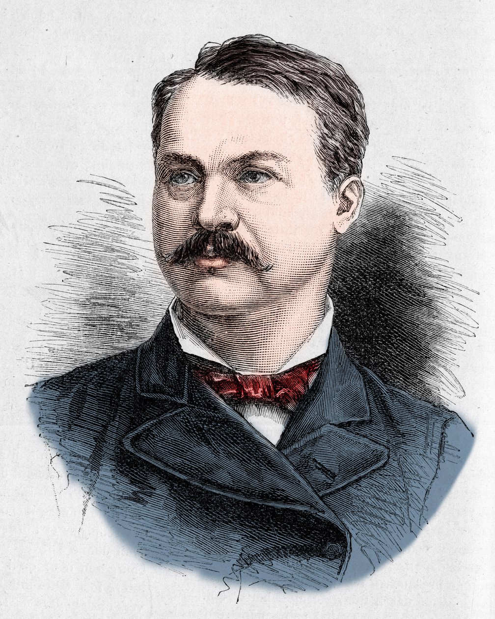 Portrait of Louis Honore Frechette (1839-1908), Canadian poet and playwright (engraving by Charles Georges in Le Monde Illustré) by French School