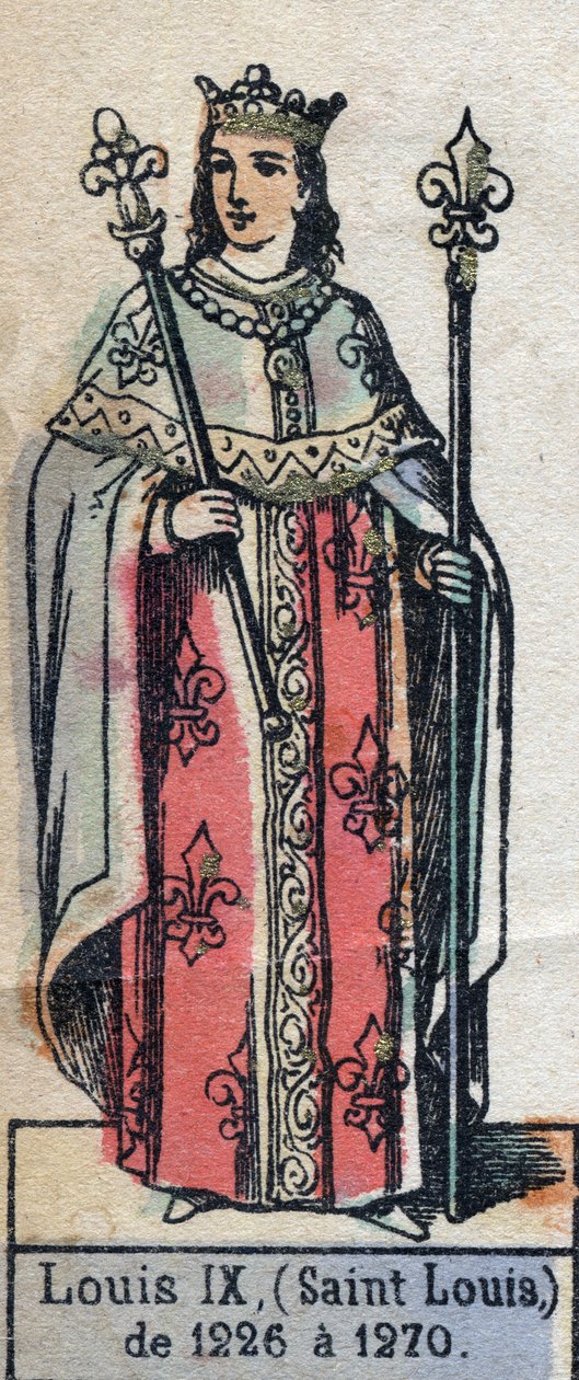 Portrait of Louis IX of France, known as Saint Louis. Illustration late 19th century by French School