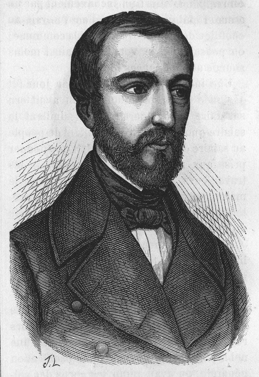 Portrait of M. de Falloux, French politician (1811 - 1886). Engraving from 