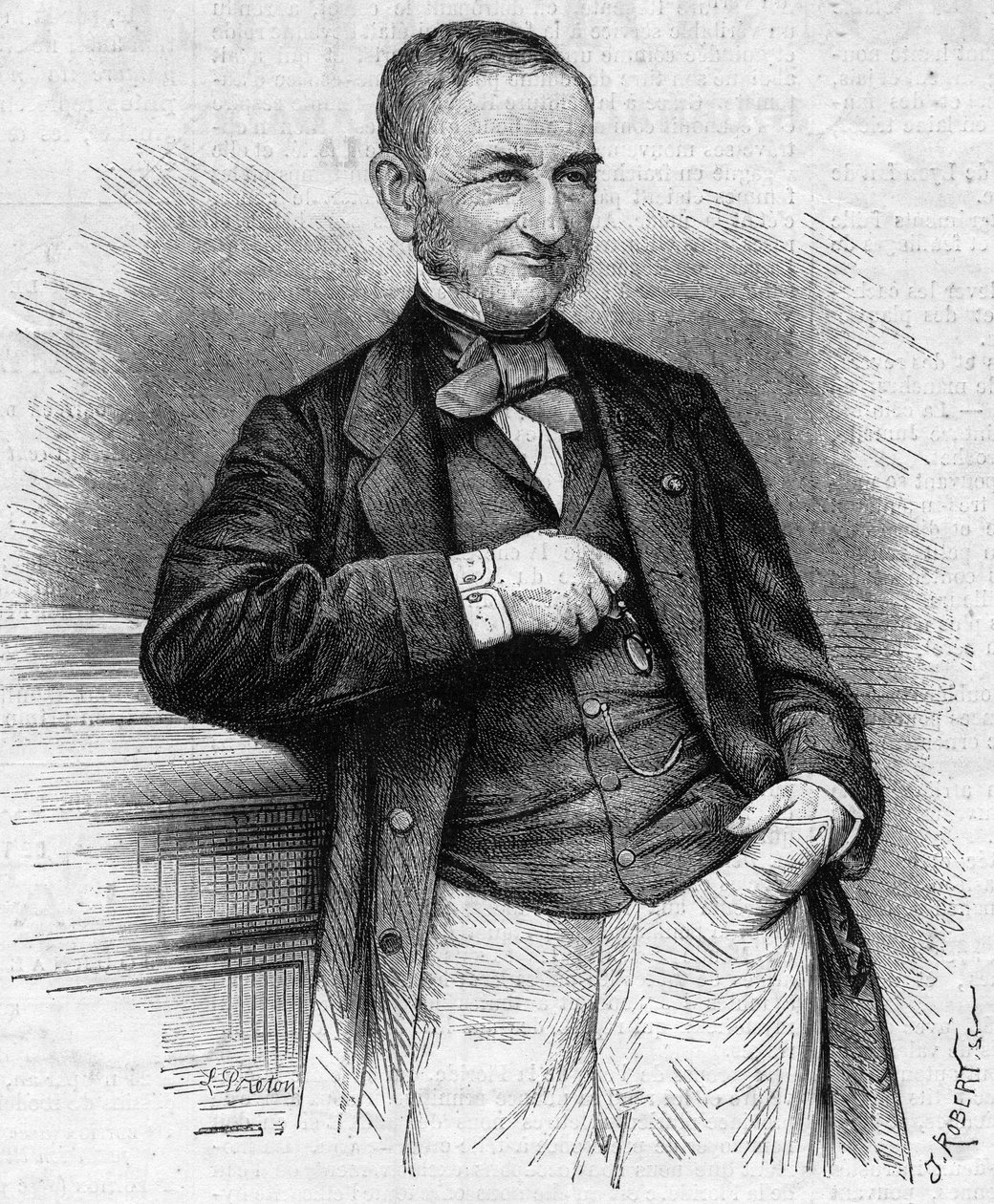 Portrait of Moreau Chaslon, president of the board of directors of Compagnie Generale des Omnibus. 19th century. Engraving in Le Monde Illustré n°660 of 4 December 1869. by French School