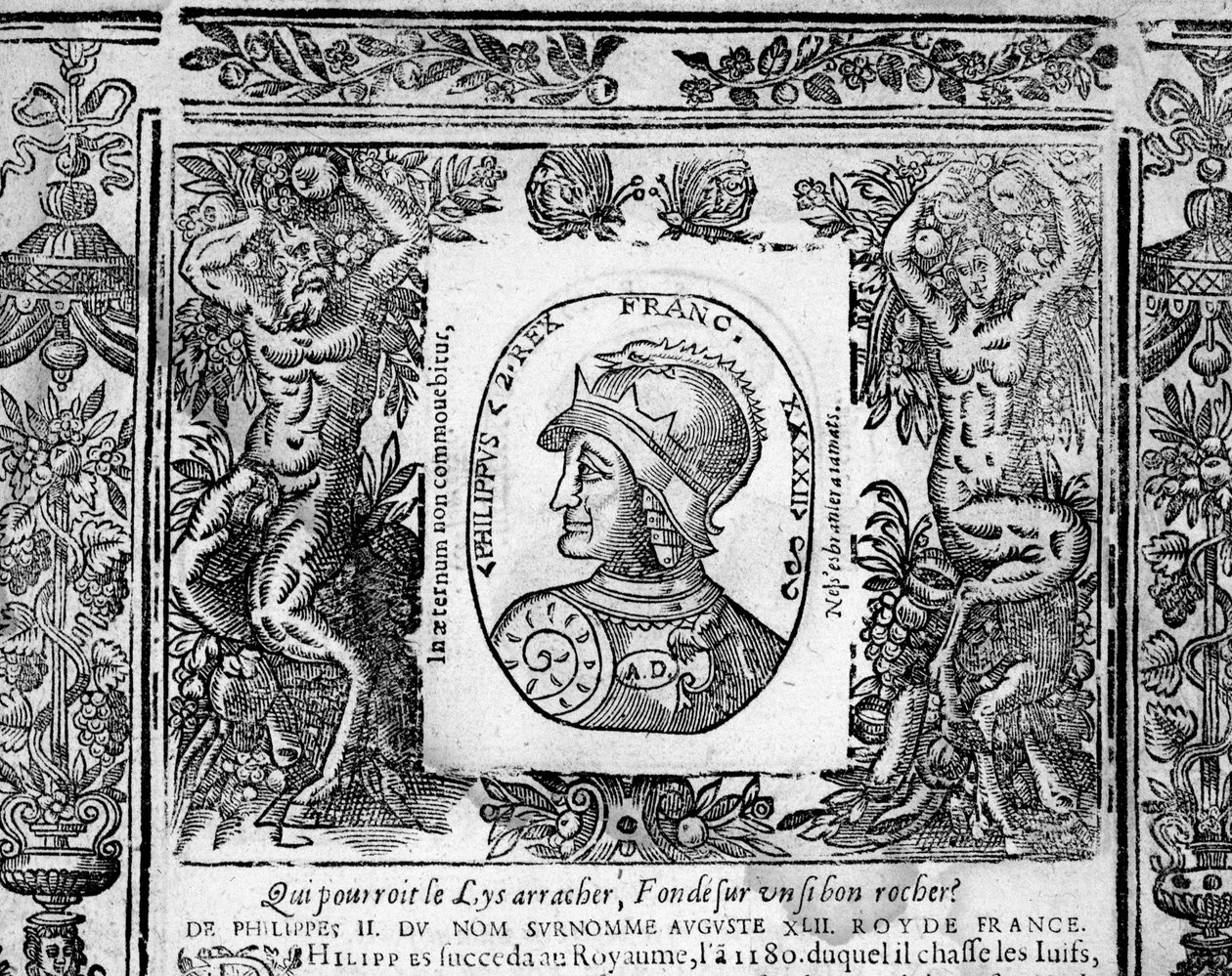 Portrait of Philippe Auguste - engraving by French School
