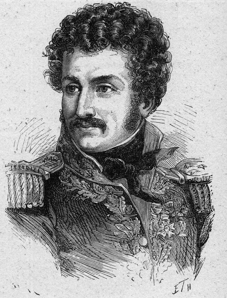 Portrait of Pierre Yriex Daumesnil, French general during the First Empire and the Restoration - Engraving of 1889 by French School